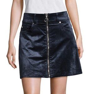 Velvet Mini Skirt w/ Silver Zipper detail